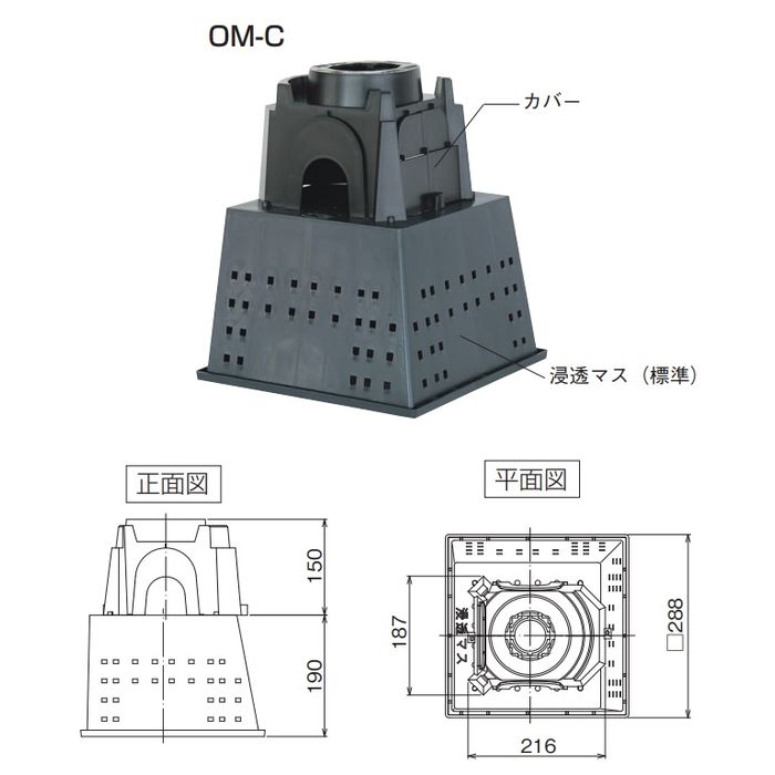 OM-C 排水セット 浸透マスカバーセット(パイプガイド付)