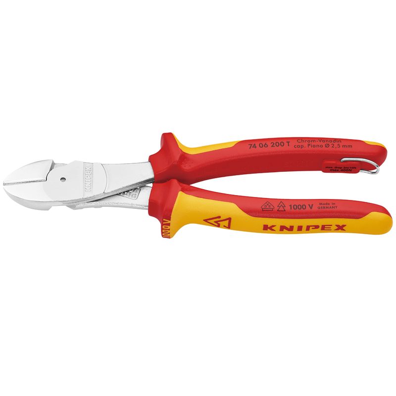クニペックス(KNIPEX) 7406-200TBK 絶縁強力斜ニッパー 落下防止(BK)