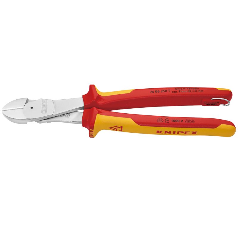 クニペックス(KNIPEX) 7406-250TBK 絶縁強力斜ニッパー 落下防止(BK)