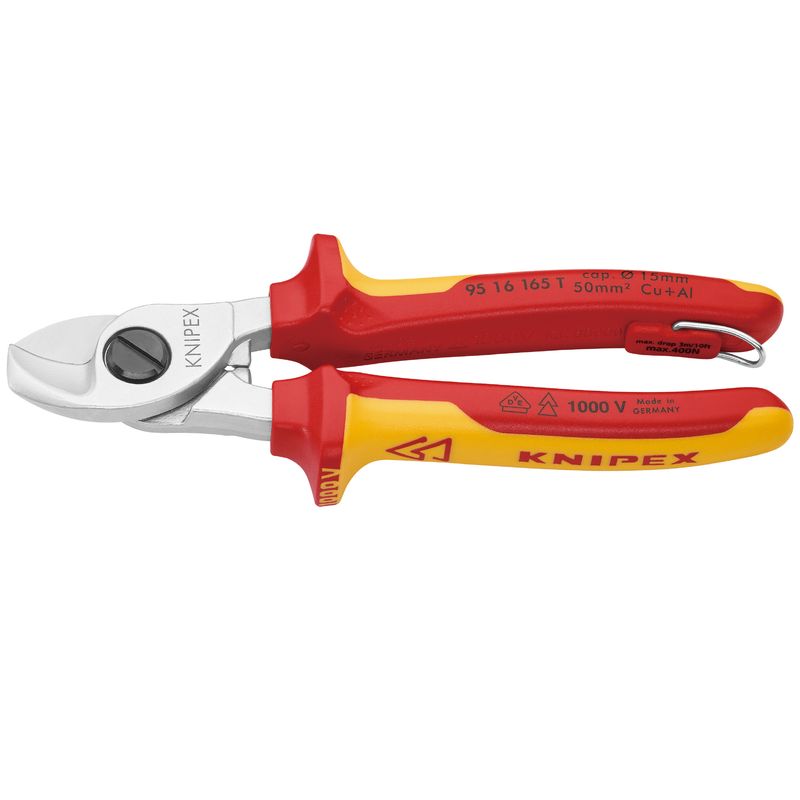 クニペックス(KNIPEX) 9516-165TBK 絶縁ケーブルカッター 落下防止 (BK)